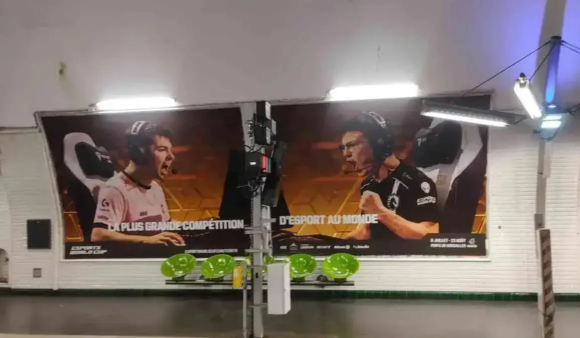 Rocket League world champion zen featured in Team Liquid jersey on Esports World Cup 2026 billboard