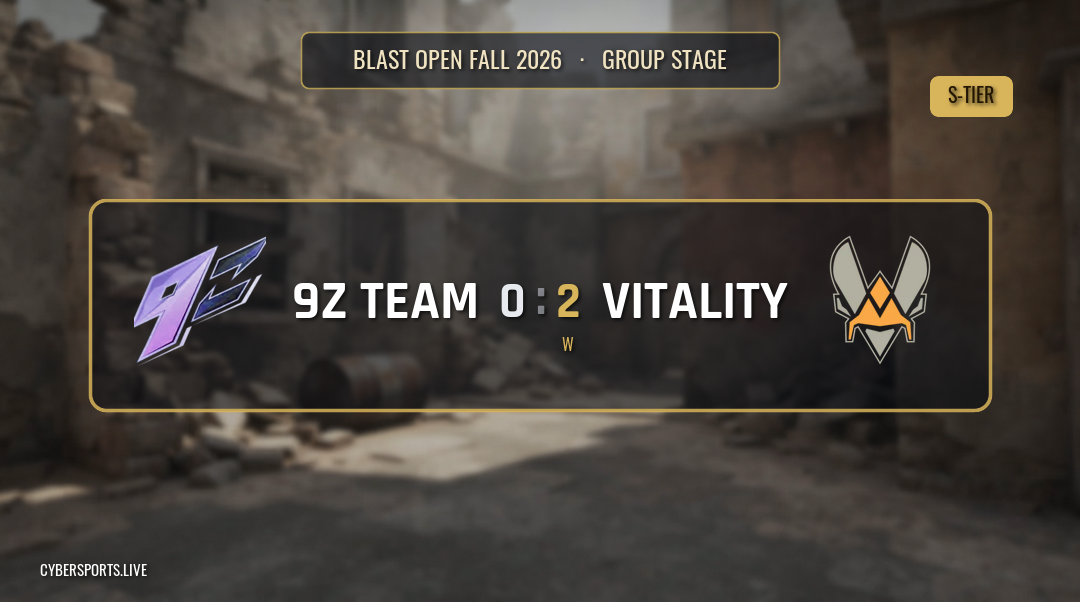 Team Vitality edge 9z Team 2-1 at BLAST Open Fall 2026 playoffs