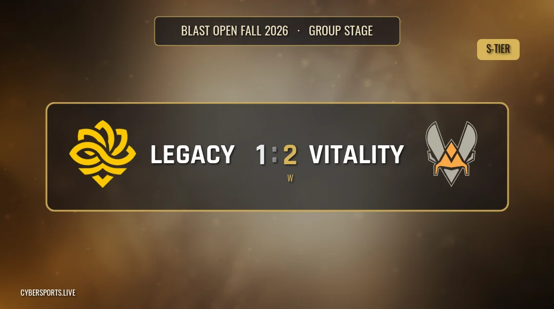 Legacy здолали Team Vitality 2-1 на BLAST Open Fall 2026 Групова стадія