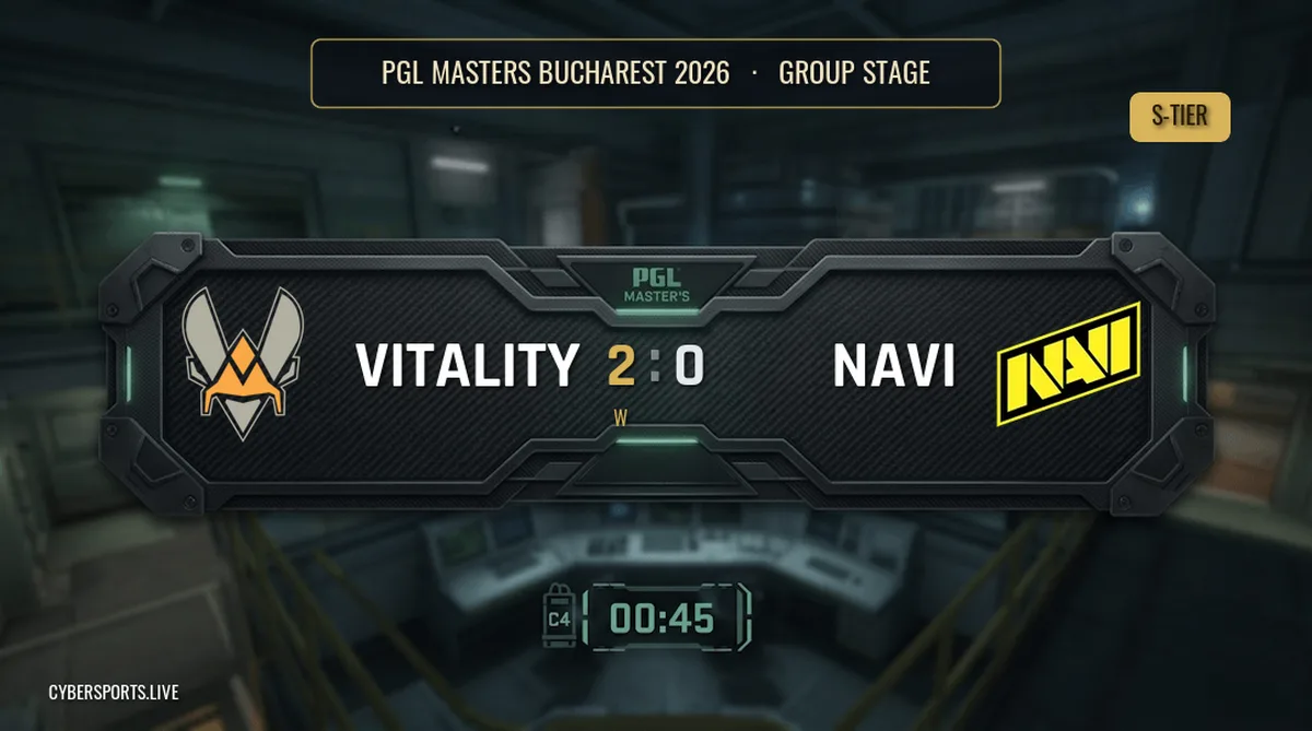 Team Vitality beat Natus Vincere 2-0 at PGL Masters Bucharest