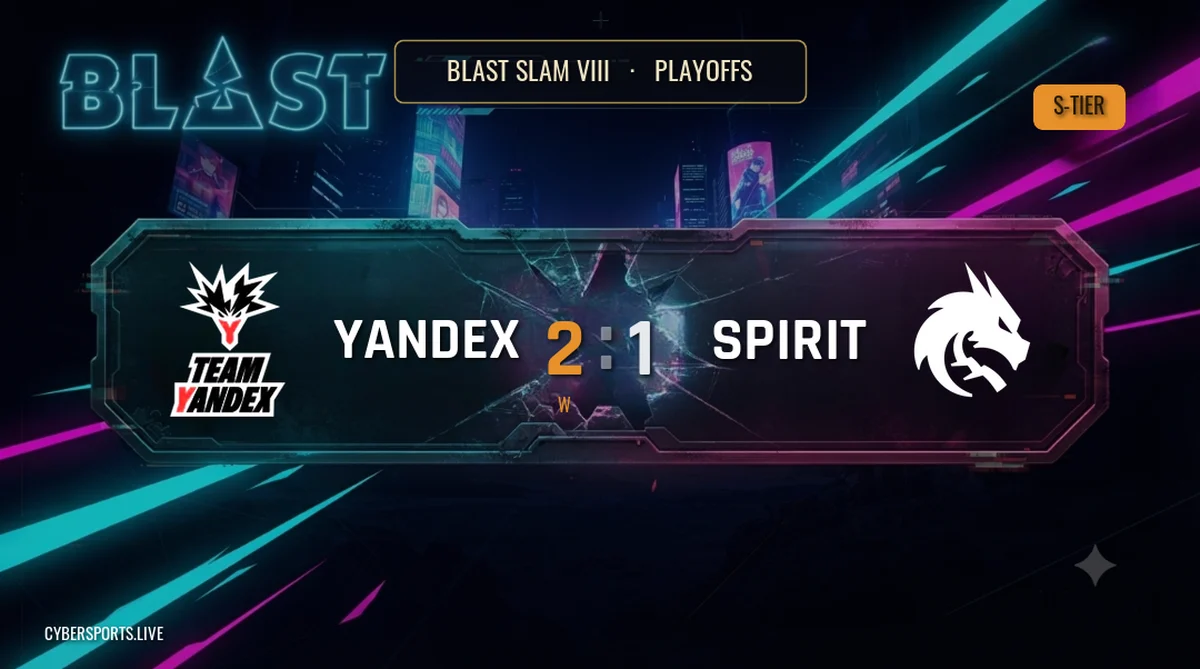 Team Yandex розгромили Team Spirit 2-1 на BLAST SLAM VIII фіналі